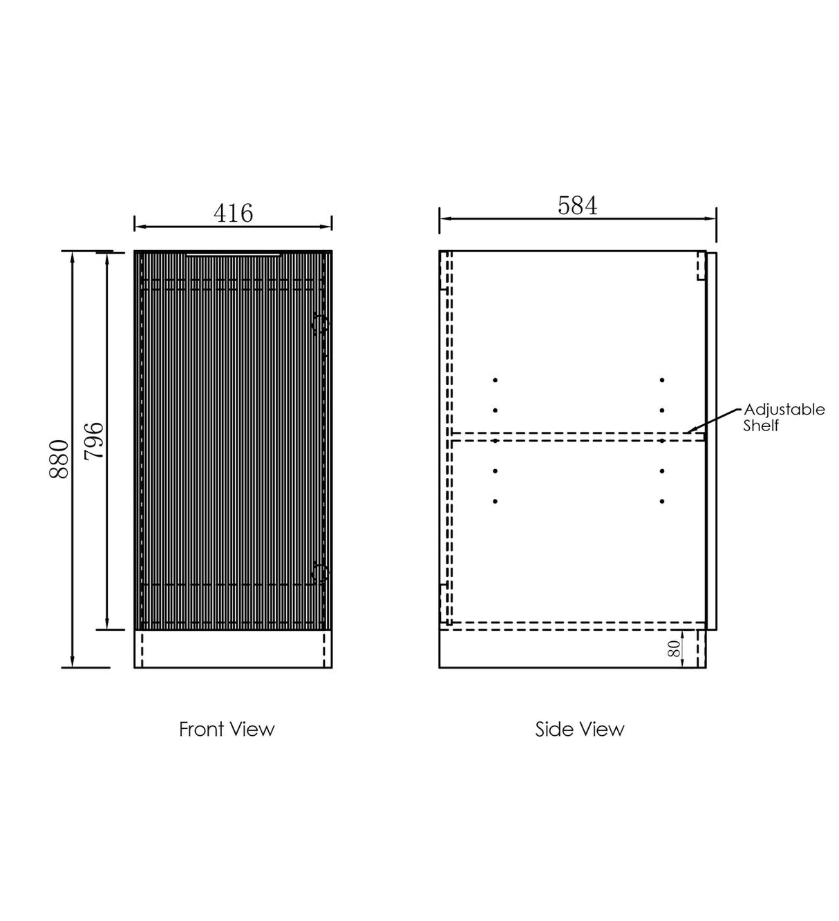 BURLEIGH White Laundry Cabinet with Stone Top Set 1715x600x2100mm (Style A) Drawing