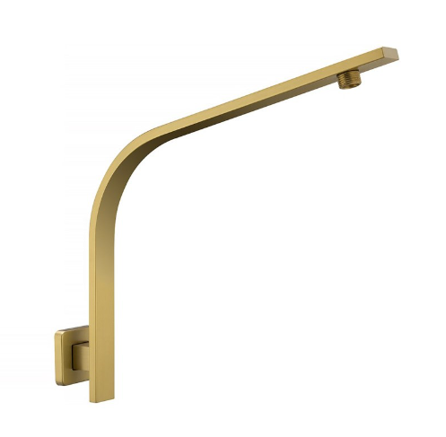 Blaze Square Gooseneck Wall Shower Arm - Brushed Brass