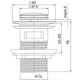 Basin Pop-up Waste 32mm - Technical Drawing