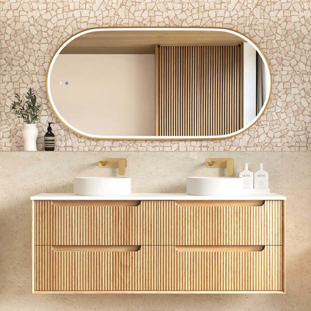 BYRON Fluted Wall Hung Vanity Woodland Oak (All Sizes)-1500