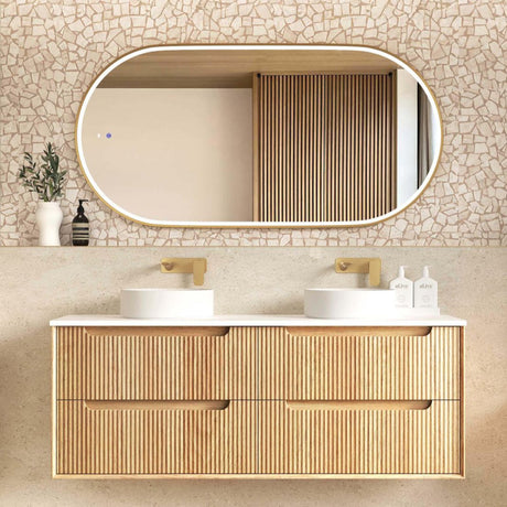 BYRON Fluted Wall Hung Vanity Woodland Oak (All Sizes)-1500