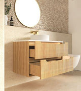 BYRON Fluted Wall Hung Vanity Woodland Oak (All Sizes)