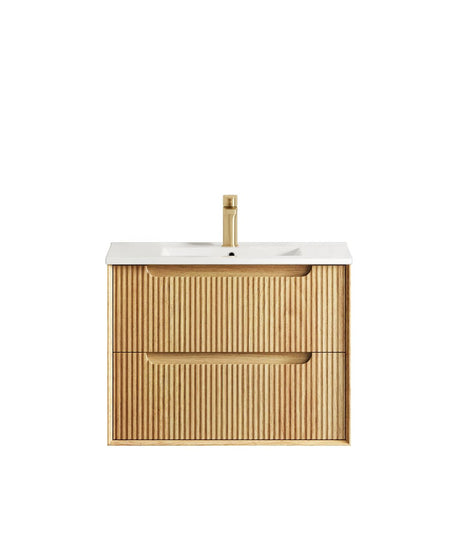 BYRON Fluted Wall Hung Vanity Woodland Oak (All Sizes)