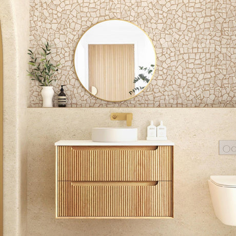 BYRON Fluted Wall Hung Vanity Woodland Oak (All Sizes)-900