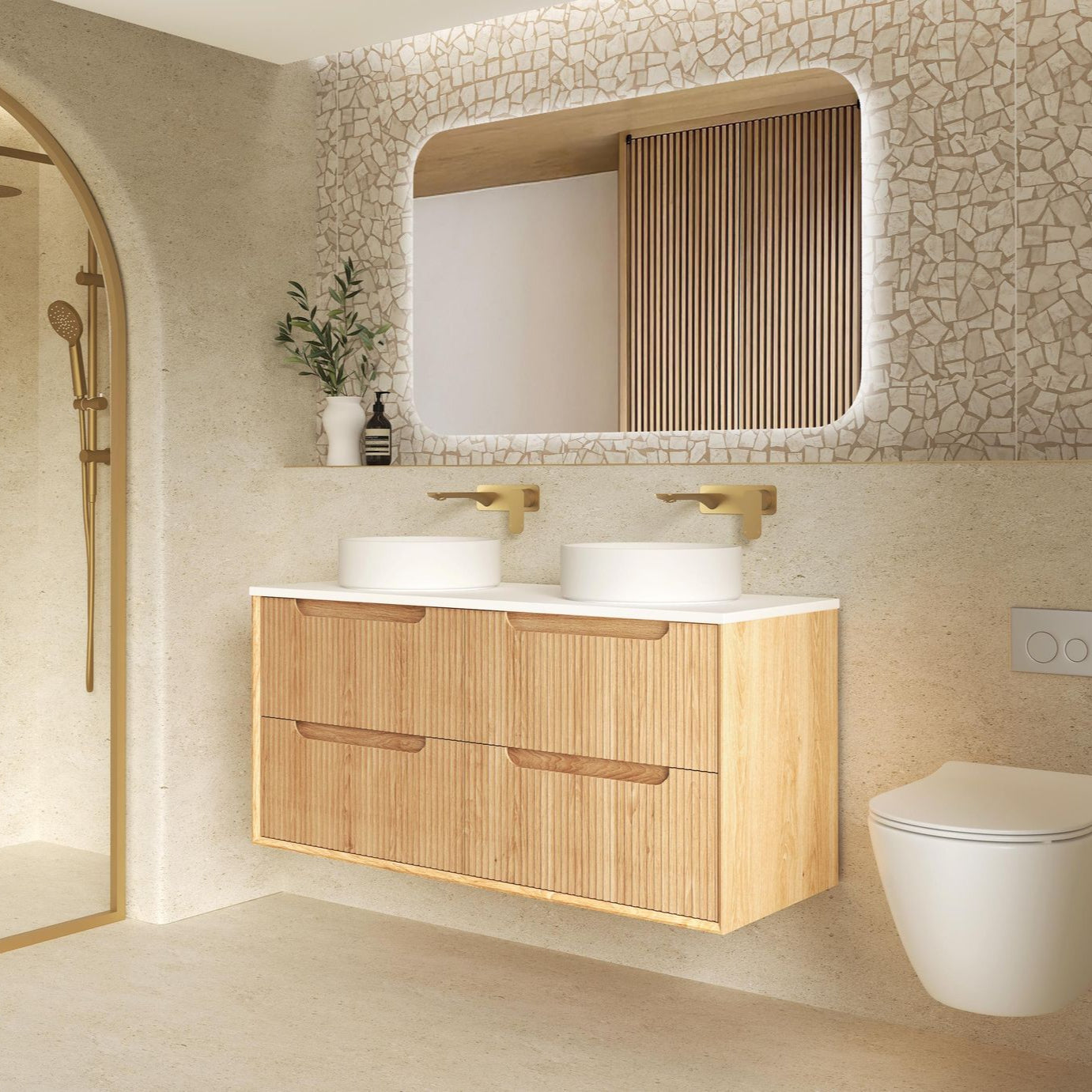 BYRON Fluted Wall Hung Vanity Woodland Oak (All Sizes)