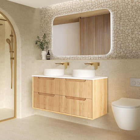 BYRON Fluted Wall Hung Vanity Woodland Oak (All Sizes)