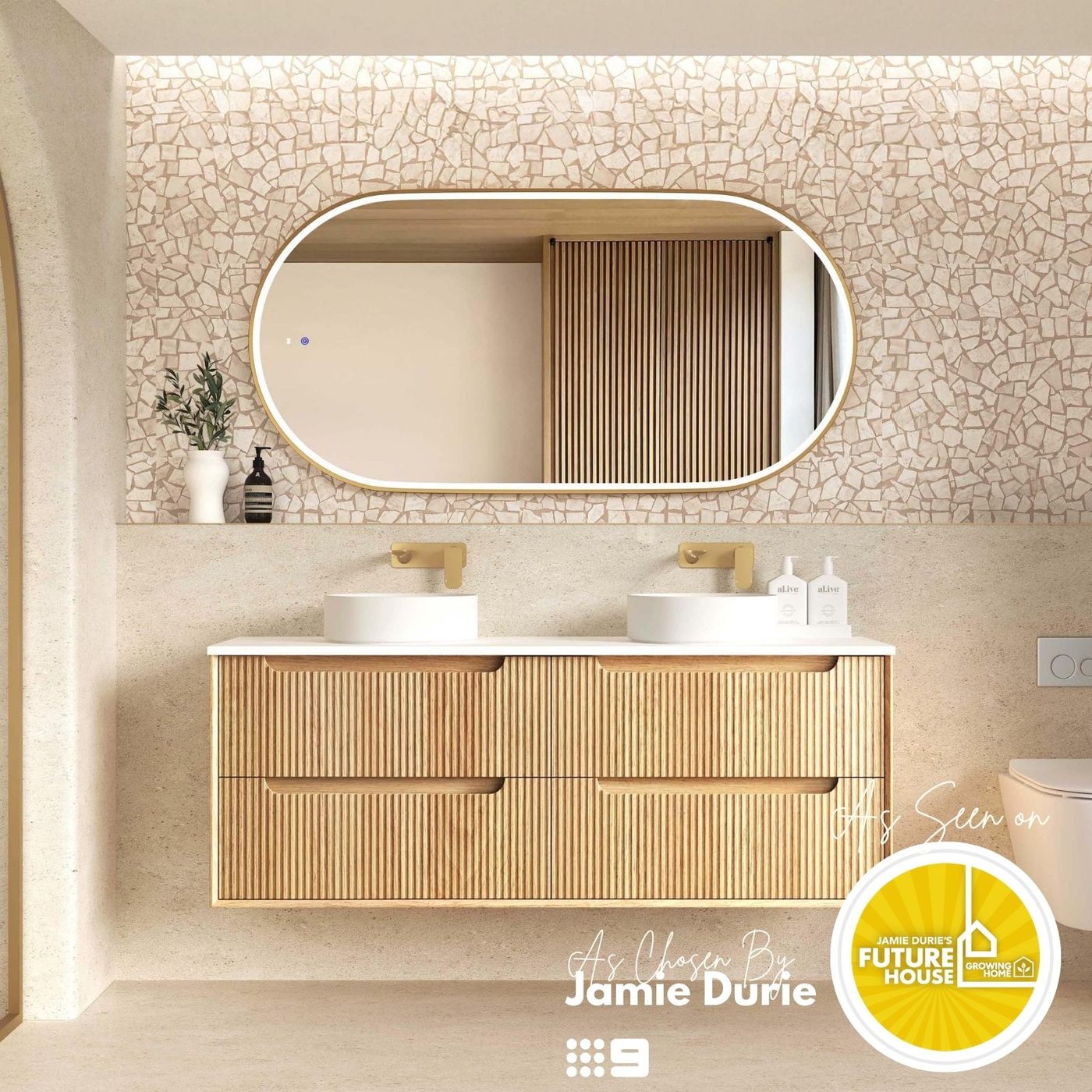 BYRON Fluted Wall Hung Vanity Woodland Oak (All Sizes)