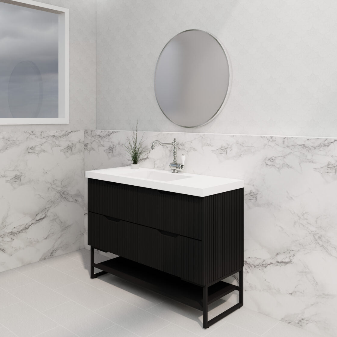 Riva BALI Freestanding Vanity Fluted Matte Black (All Sizes)