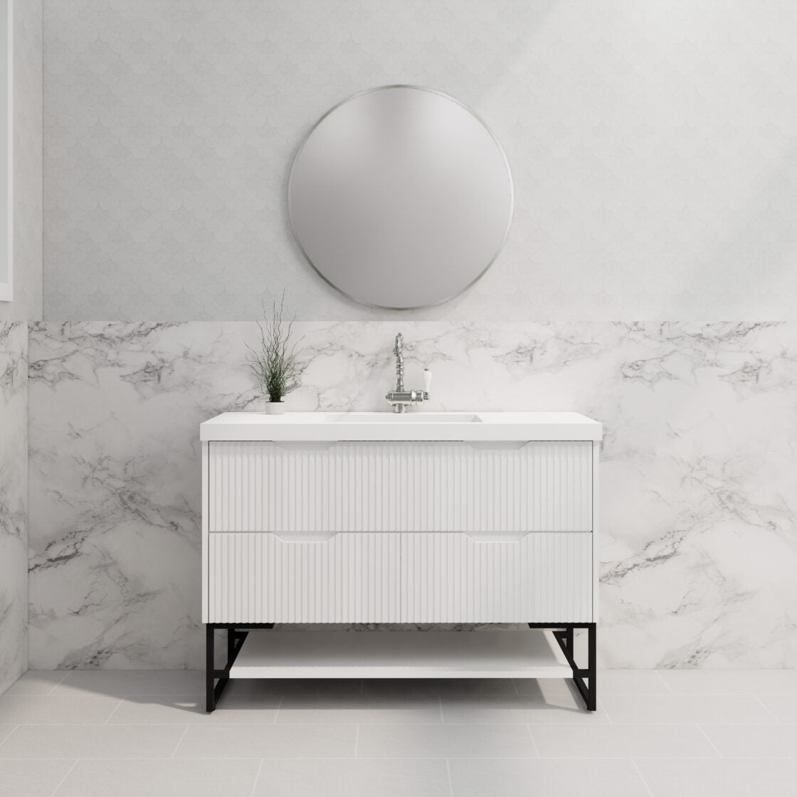 Riva BALI Freestanding Vanity Fluted Matte White (All Sizes)