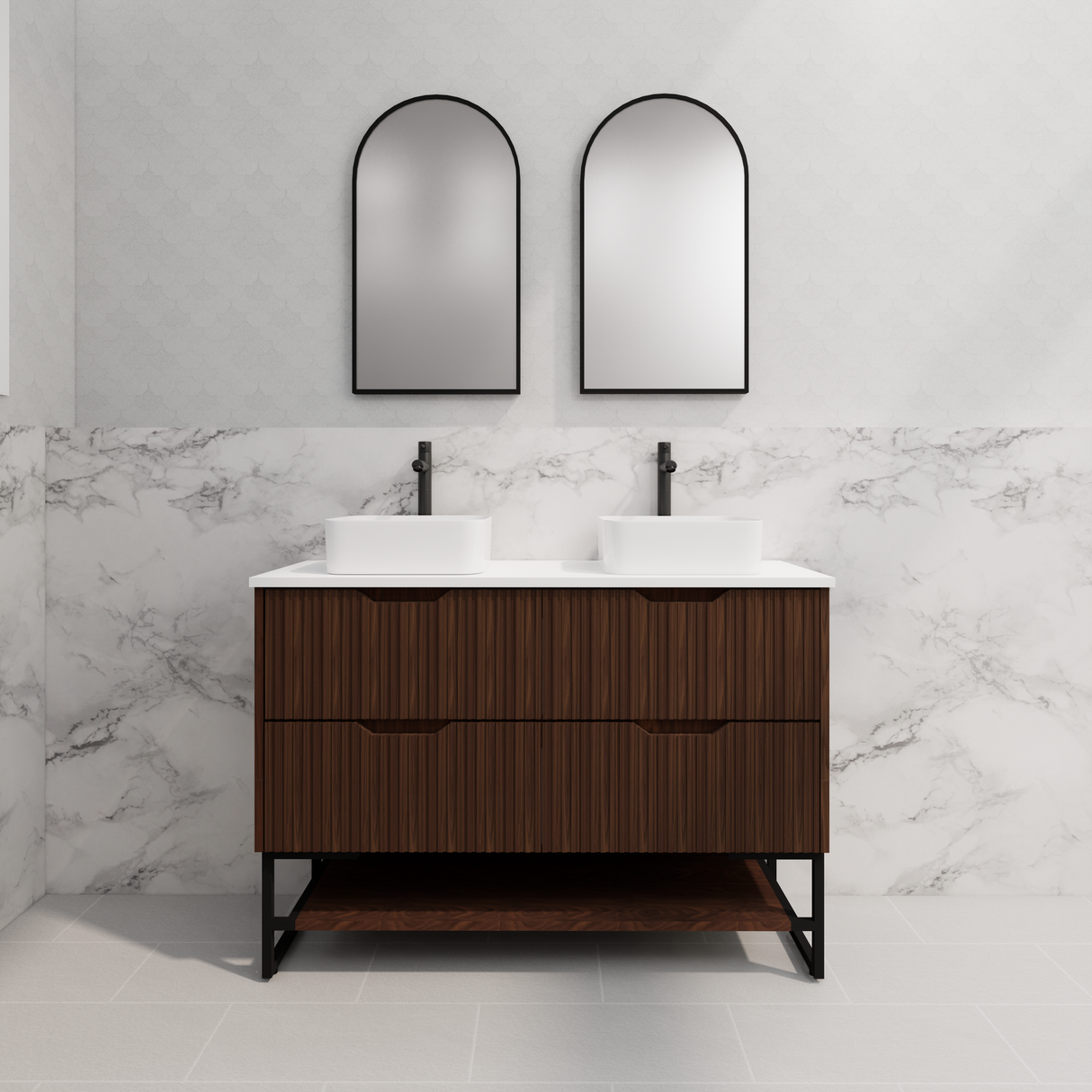 Riva BALI Freestanding Vanity Fluted Brown Oak (All Sizes)
