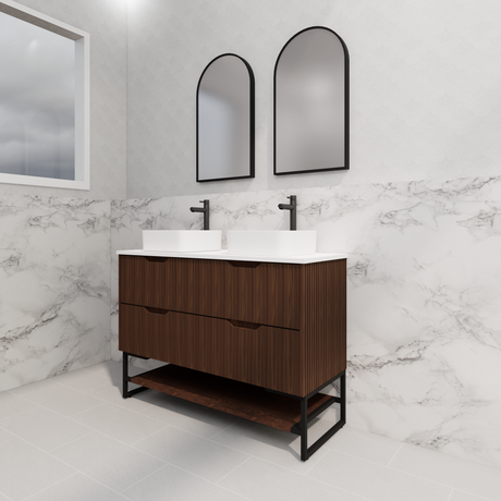 Riva BALI Freestanding Vanity Fluted Brown Oak (All Sizes)