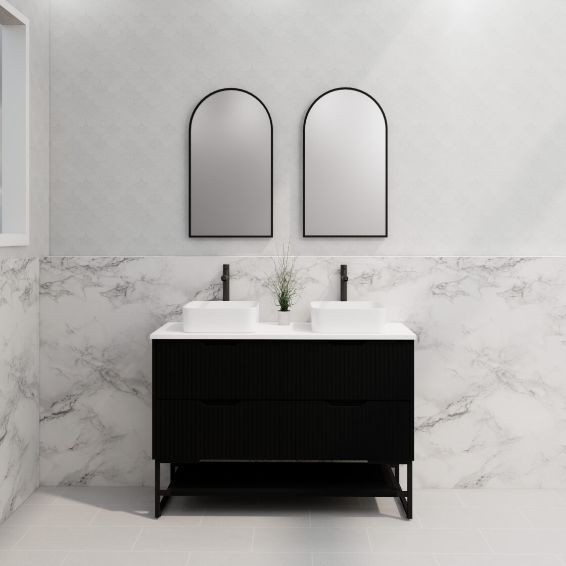 Riva BALI Freestanding Vanity Fluted Matte Black (All Sizes)