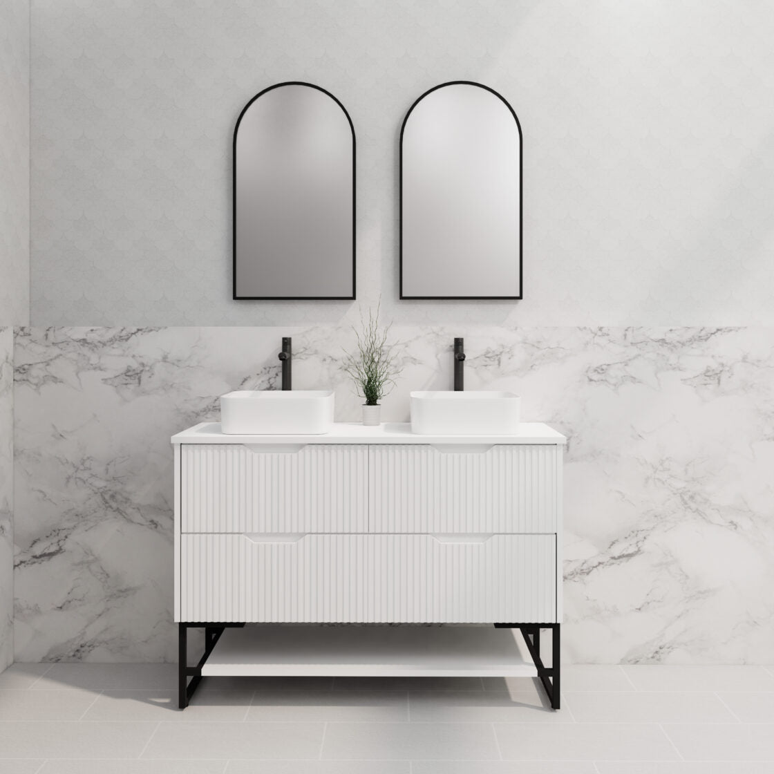 Riva BALI Freestanding Vanity Fluted Matte White (All Sizes)