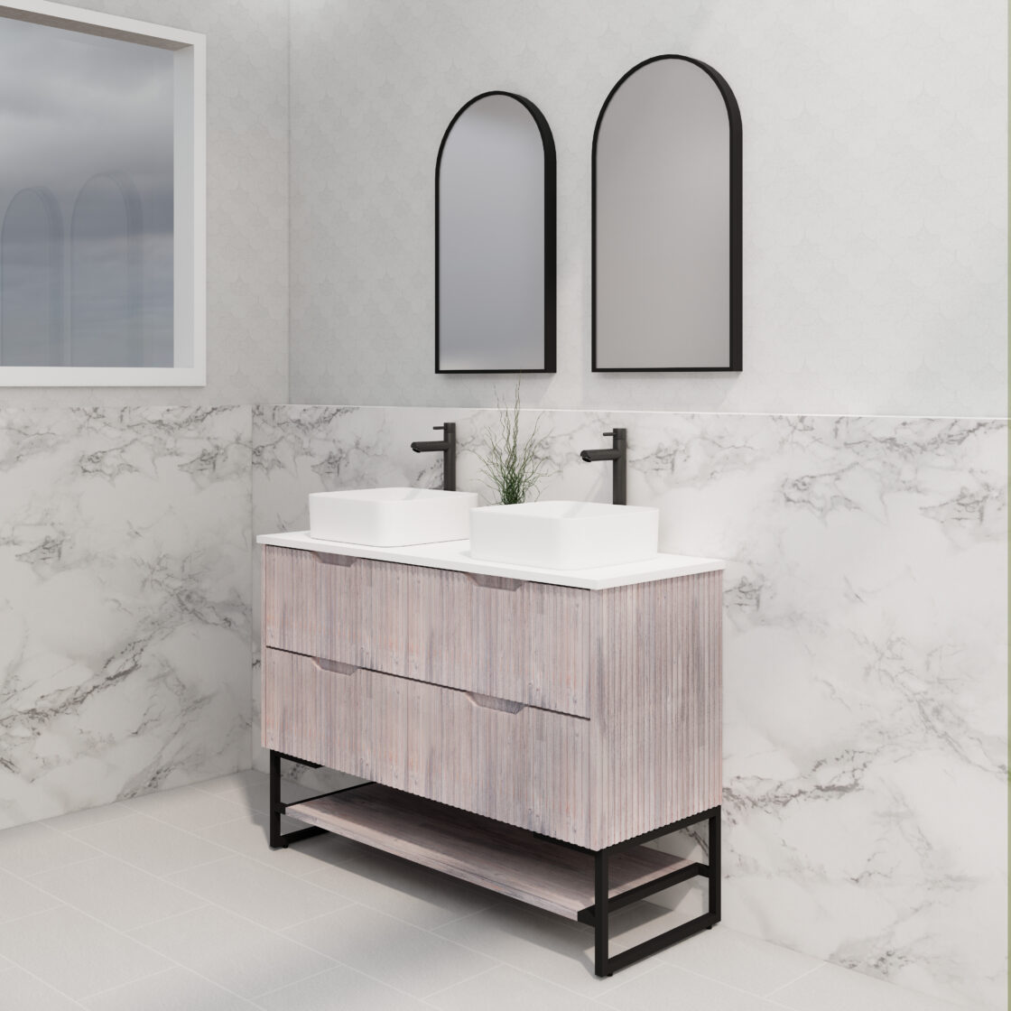 Riva BALI Freestanding Vanity Fluted White Oak (All Sizes)