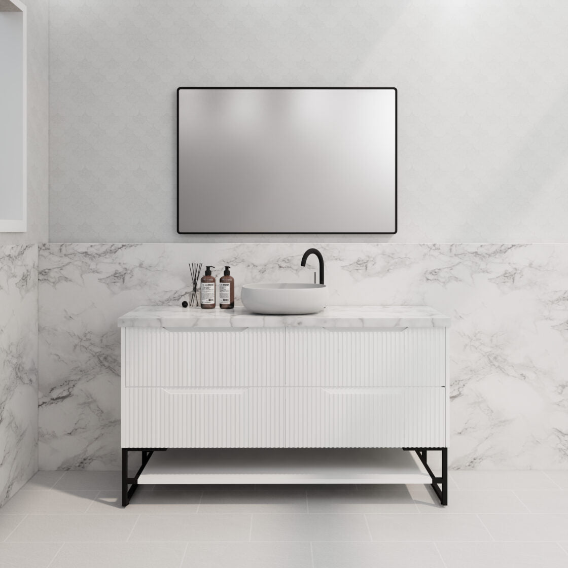 Riva BALI Freestanding Vanity Fluted Matte White (All Sizes)