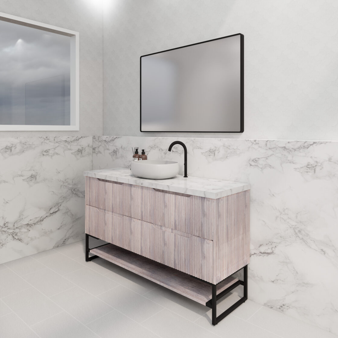Riva BALI Freestanding Vanity Fluted White Oak (All Sizes)