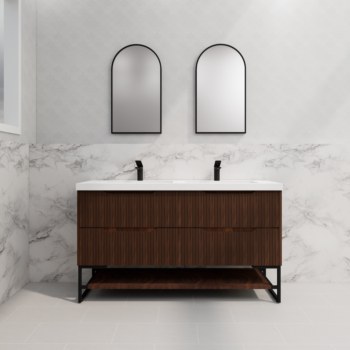 Riva BALI Freestanding Vanity Fluted Brown Oak (All Sizes)