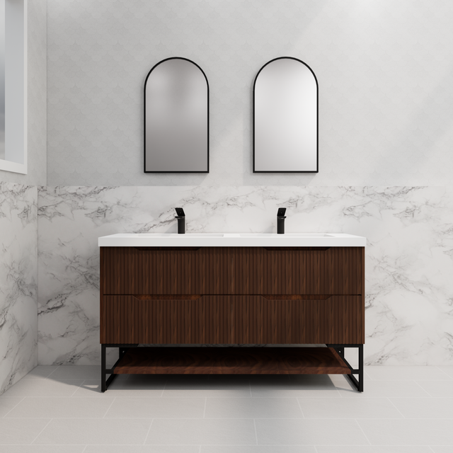 Riva BALI Freestanding Vanity Fluted Brown Oak (All Sizes)