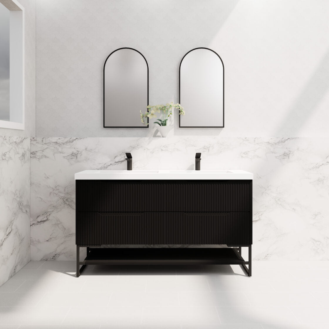 Riva BALI Freestanding Vanity Fluted Matte Black (All Sizes)