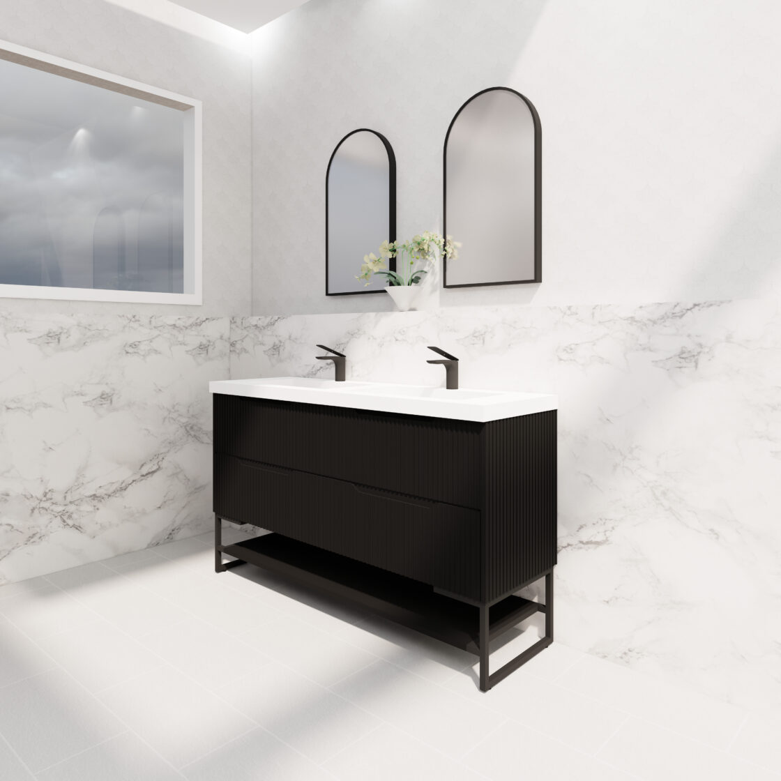 Riva BALI Freestanding Vanity Fluted Matte Black (All Sizes)