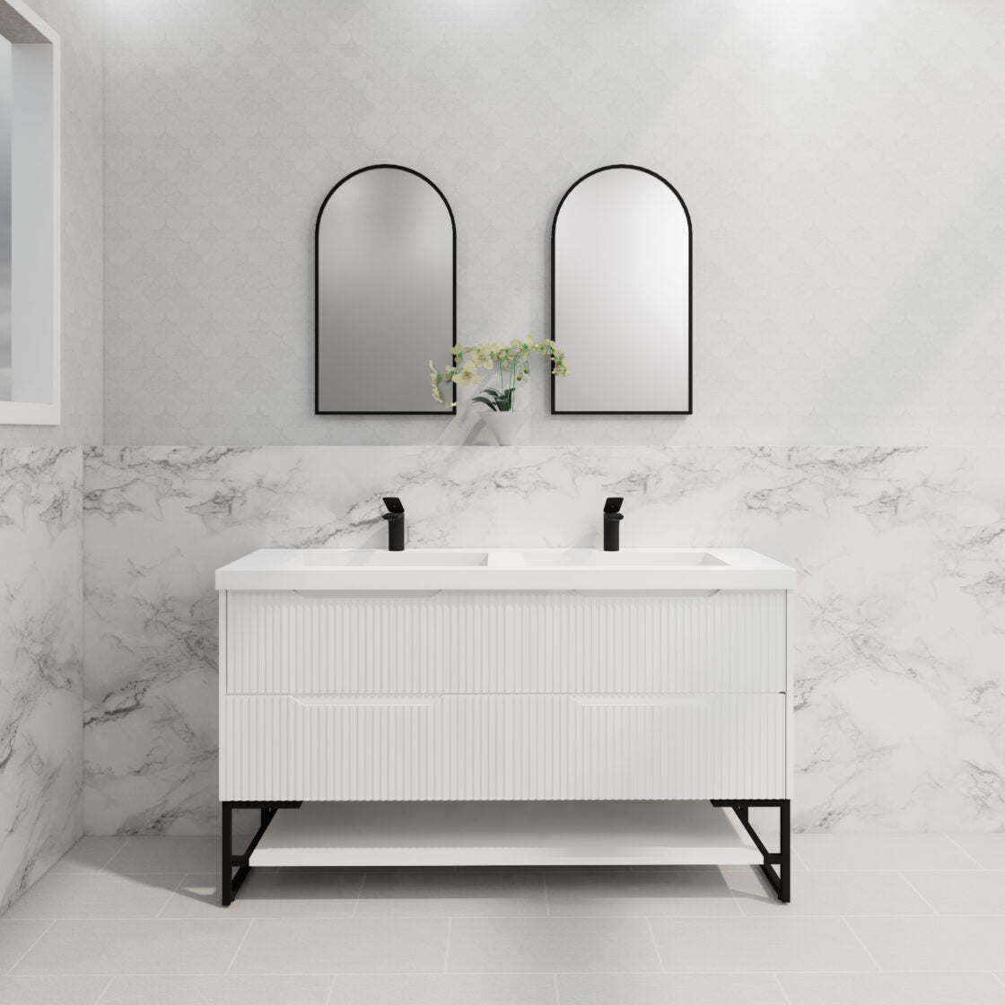 Riva BALI Freestanding Vanity Fluted Matte White (All Sizes)