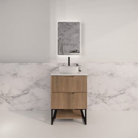 Riva BALI Freestanding Vanity Fluted American Oak (All Sizes)