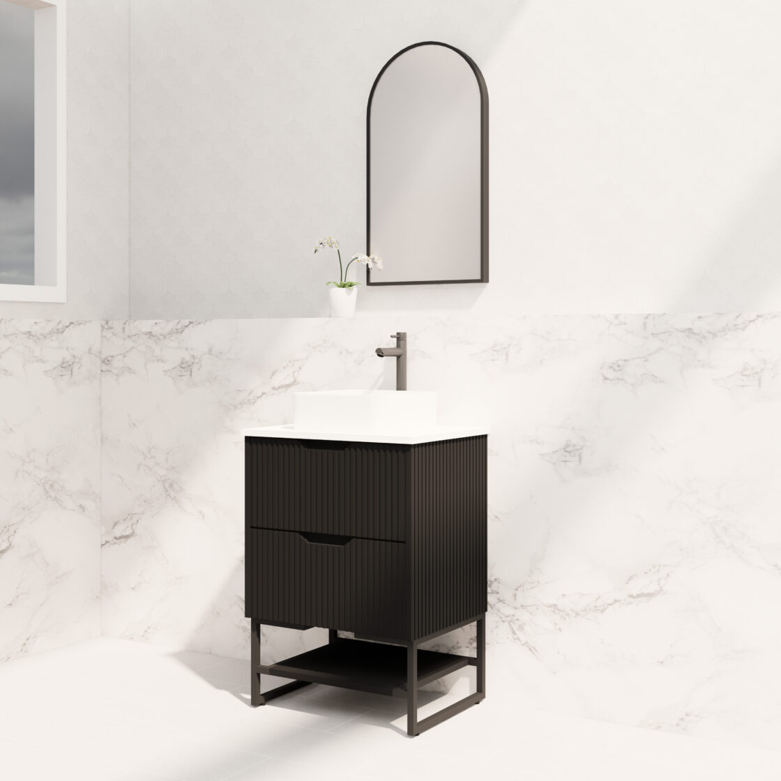 Riva BALI Freestanding Vanity Fluted Matte Black (All Sizes)