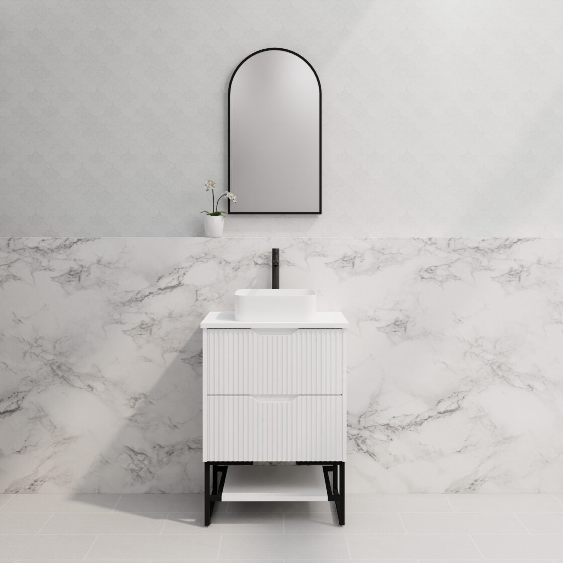 Riva BALI Freestanding Vanity Fluted Matte White (All Sizes)