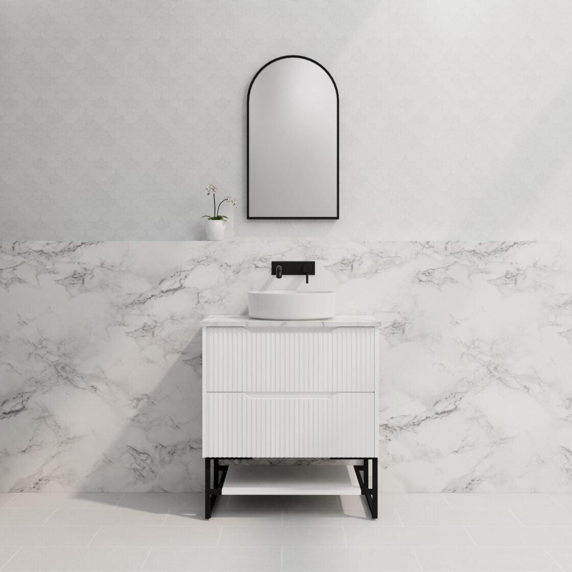 Riva BALI Freestanding Vanity Fluted Matte White (All Sizes)