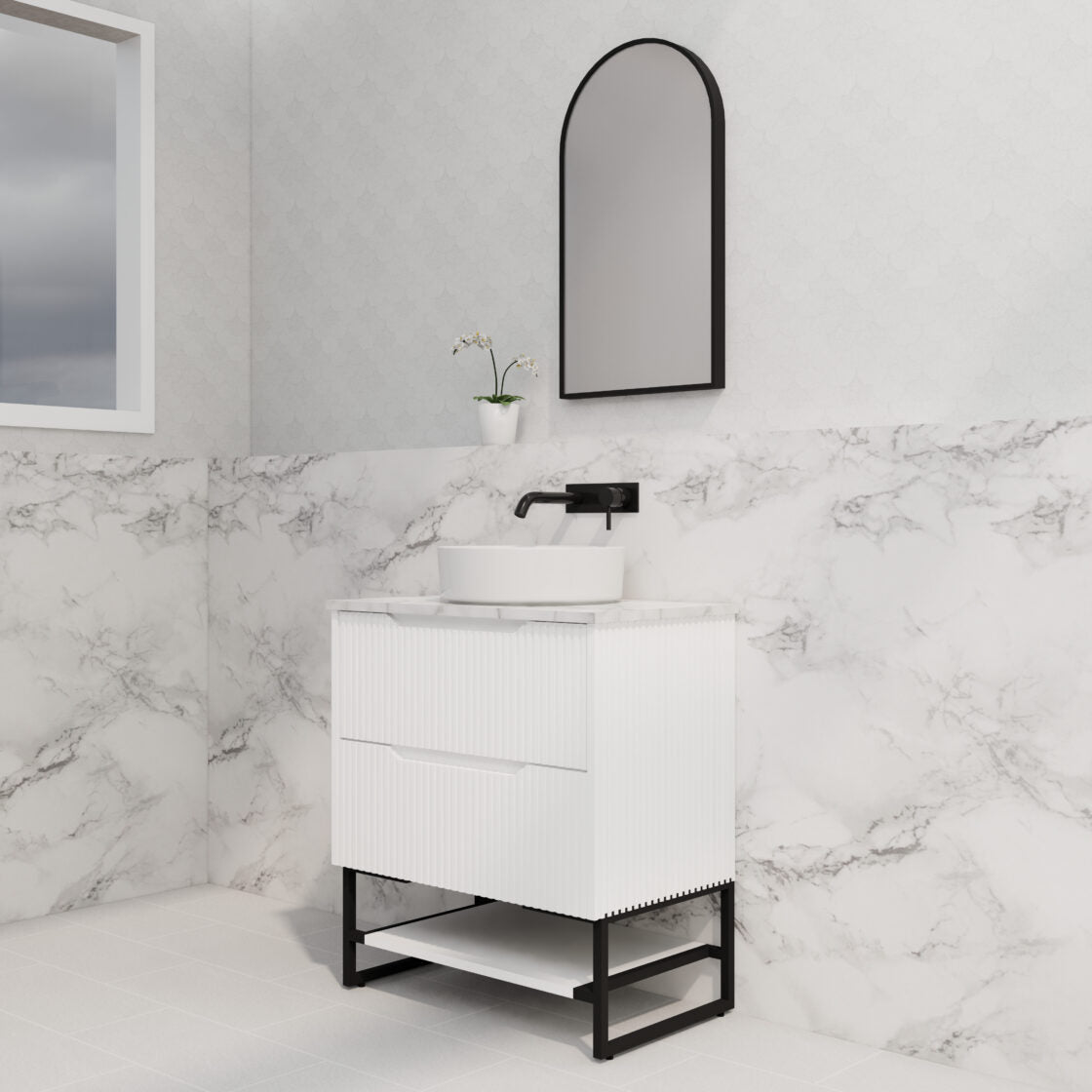 Riva BALI Freestanding Vanity Fluted Matte White (All Sizes)