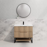 Riva BALI Freestanding Vanity Fluted American Oak (All Sizes)