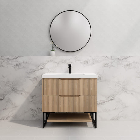 Riva BALI Freestanding Vanity Fluted American Oak (All Sizes)