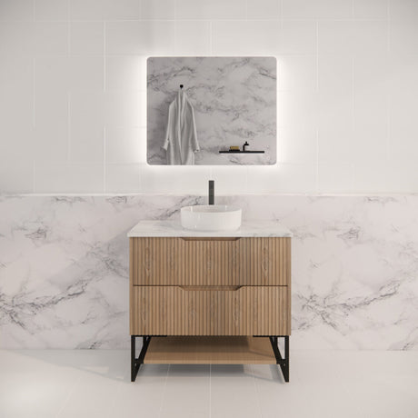 Riva BALI Freestanding Vanity Fluted American Oak (All Sizes)