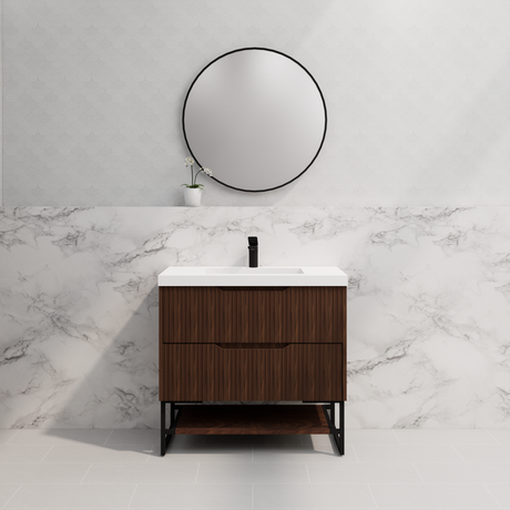 Riva BALI Freestanding Vanity Fluted Brown Oak (All Sizes)