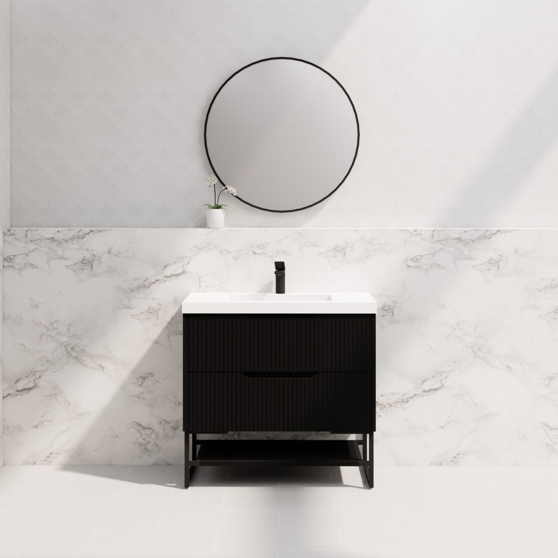 Riva BALI Freestanding Vanity Fluted Matte Black (All Sizes)
