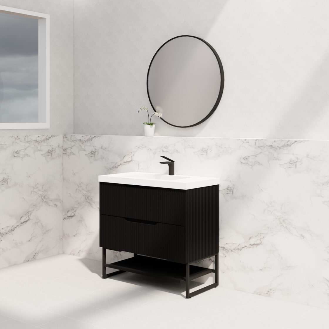 Riva BALI Freestanding Vanity Fluted Matte Black (All Sizes)
