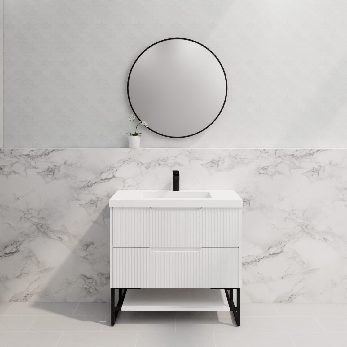 Riva BALI Freestanding Vanity Fluted Matte White (All Sizes)