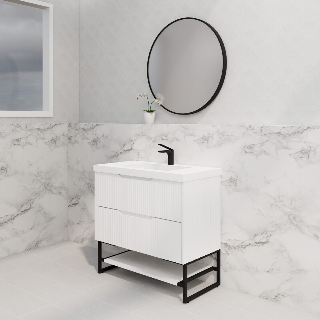 Riva BALI Freestanding Vanity Fluted Matte White (All Sizes)