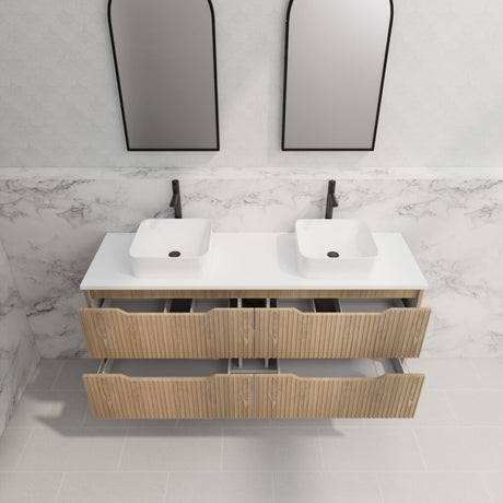 Riva BALI Freestanding Vanity Fluted American Oak (All Sizes)