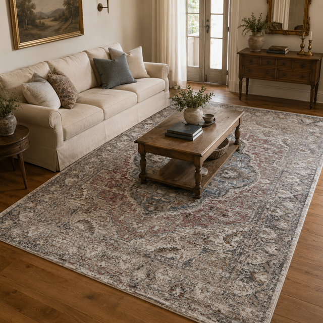 Baltimore Arlington Medallion Transitional Rose Rug