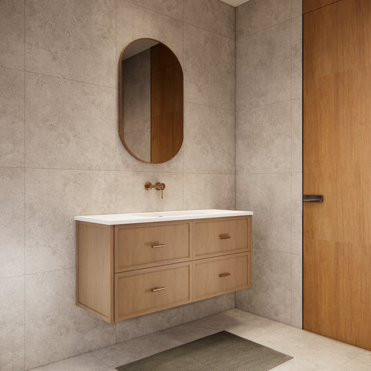 Riva Banff Wall Hung Vanity Coastal Oak (All Sizes)
