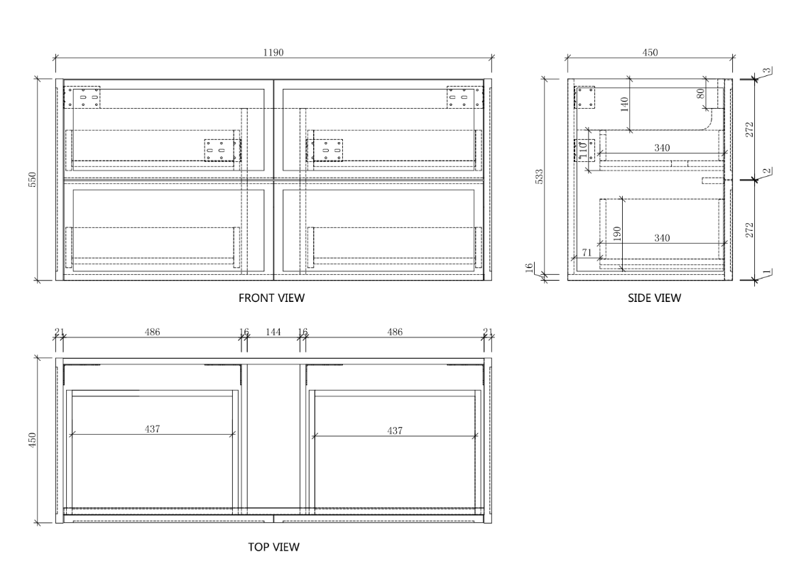 Riva Banff Wall Hung Vanity Coastal Oak (All Sizes)