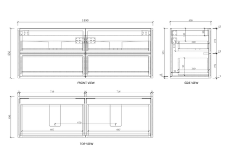 Riva Banff Wall Hung Vanity Coastal Oak (All Sizes)