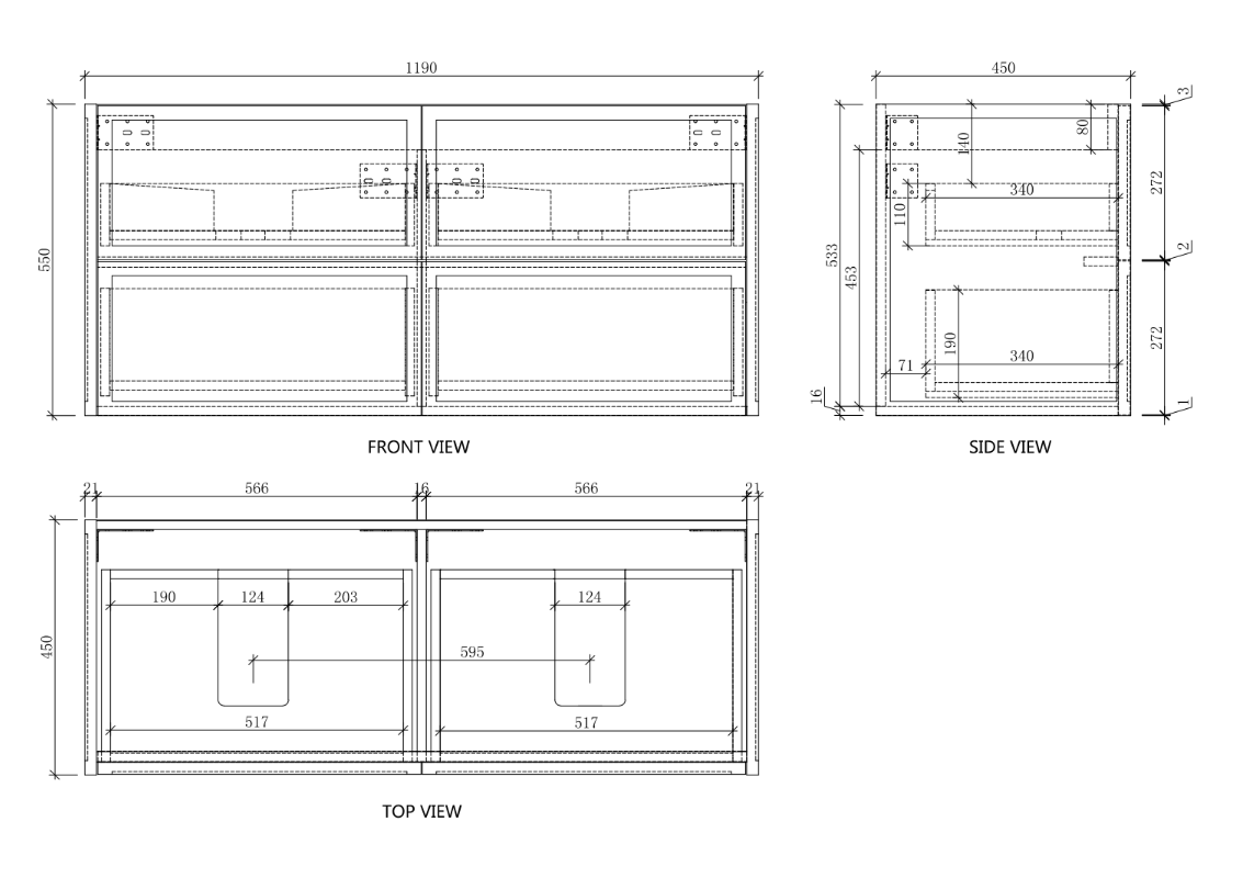 Riva Banff Wall Hung Vanity Coastal Oak (All Sizes)