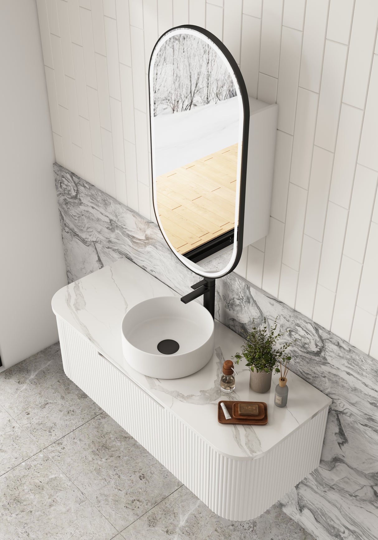 AULIC Beau Monde Front-Lit LED Shaving Cabinet 450mmW