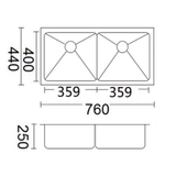 Luminare Double Bowl Kitchen Sink 760 x 440 x 250mm