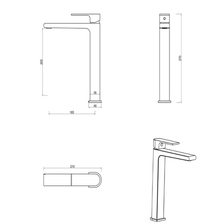 Beki Straight Spout Tall Basin Mixer