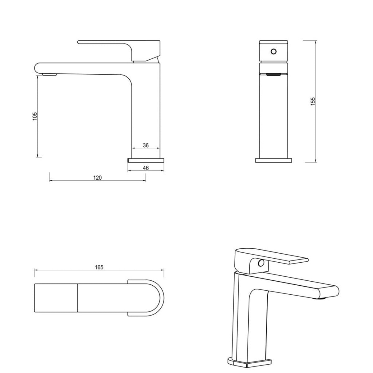 Beki Straight Spout Basin Mixer