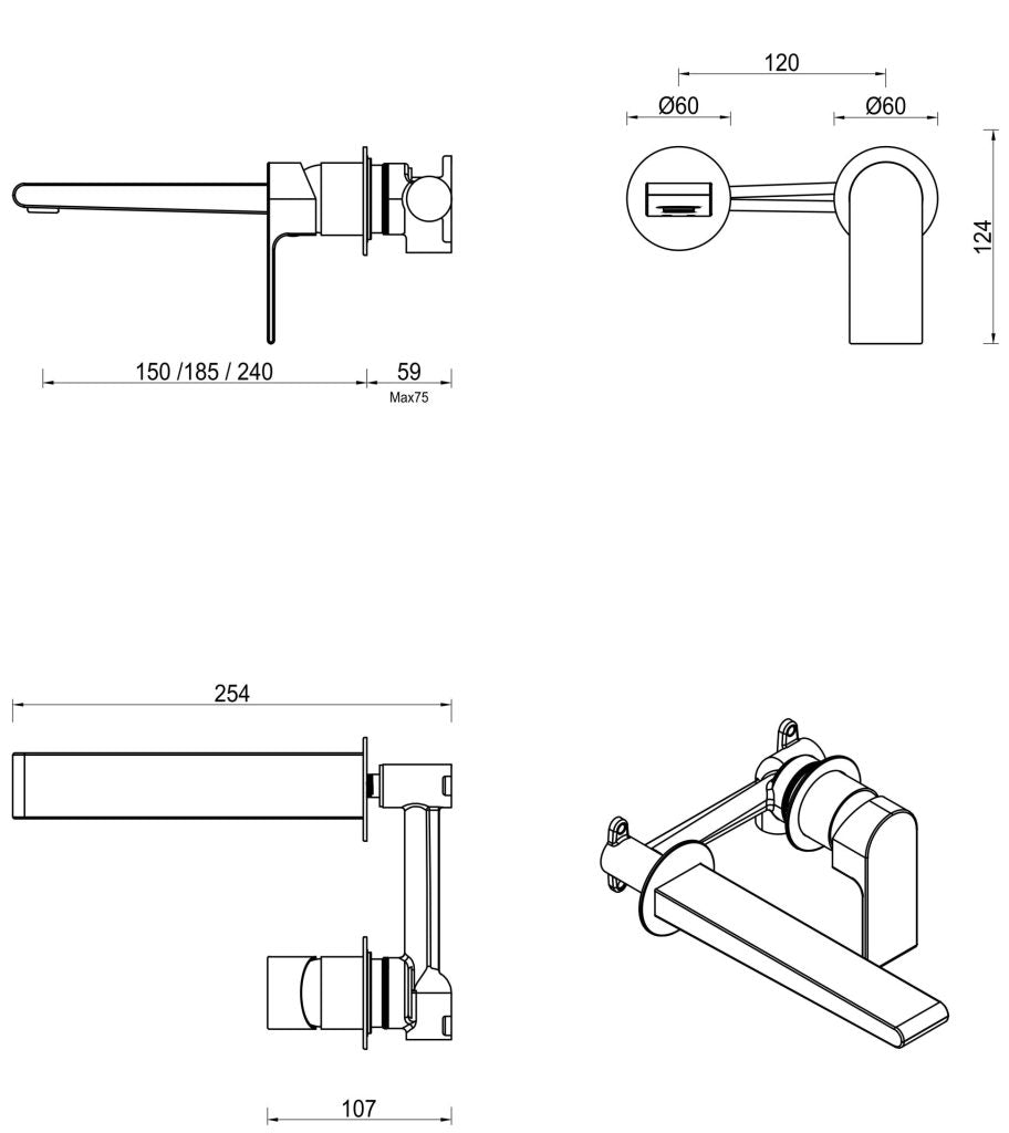 Eleniko Wall-Spout Combo - 2P - TRIM KIT