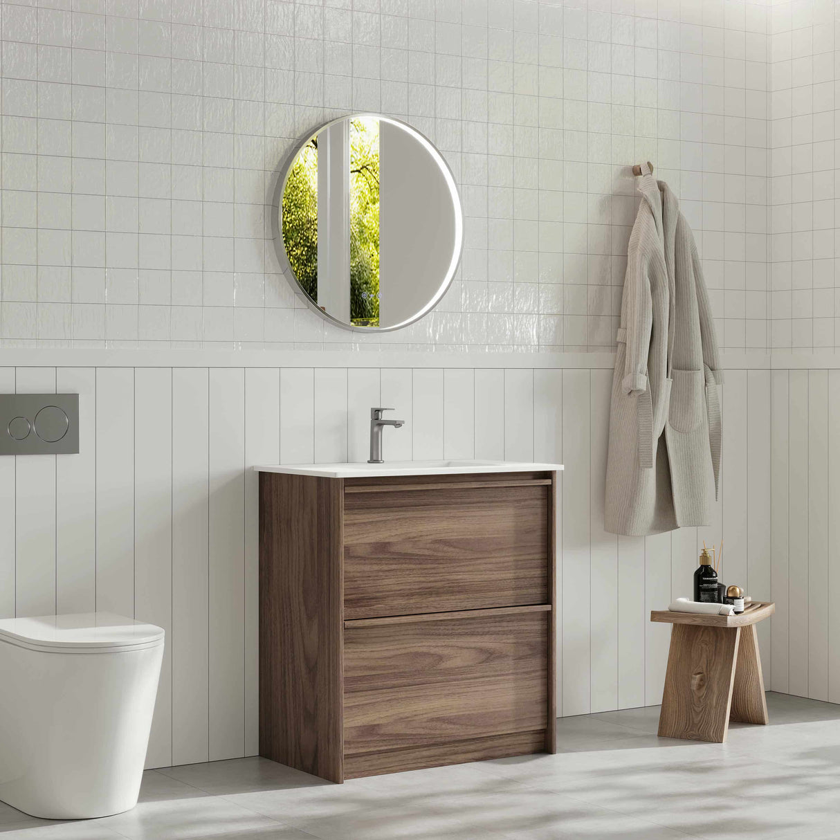Bella Floor Standing Vanity - Notaio Walnut 